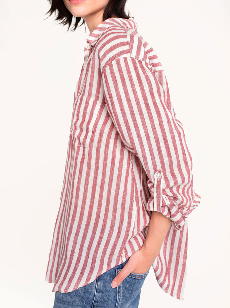 HUT STRIPE LINEN BOYFRIEND SHIRT