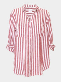 HUT STRIPE LINEN BOYFRIEND SHIRT