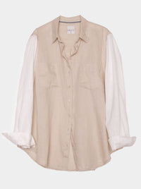 HUT CONTRAST SLEEVE LINEN SHIRT