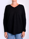 JAMES MELBOURNE CASHMERE CURVED HEM V NECK