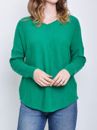JAMES MELBOURNE VEE NECK CURVED HEM