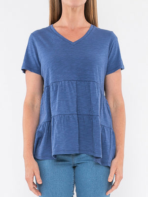 JUMP VEE NECK TIERED TEE