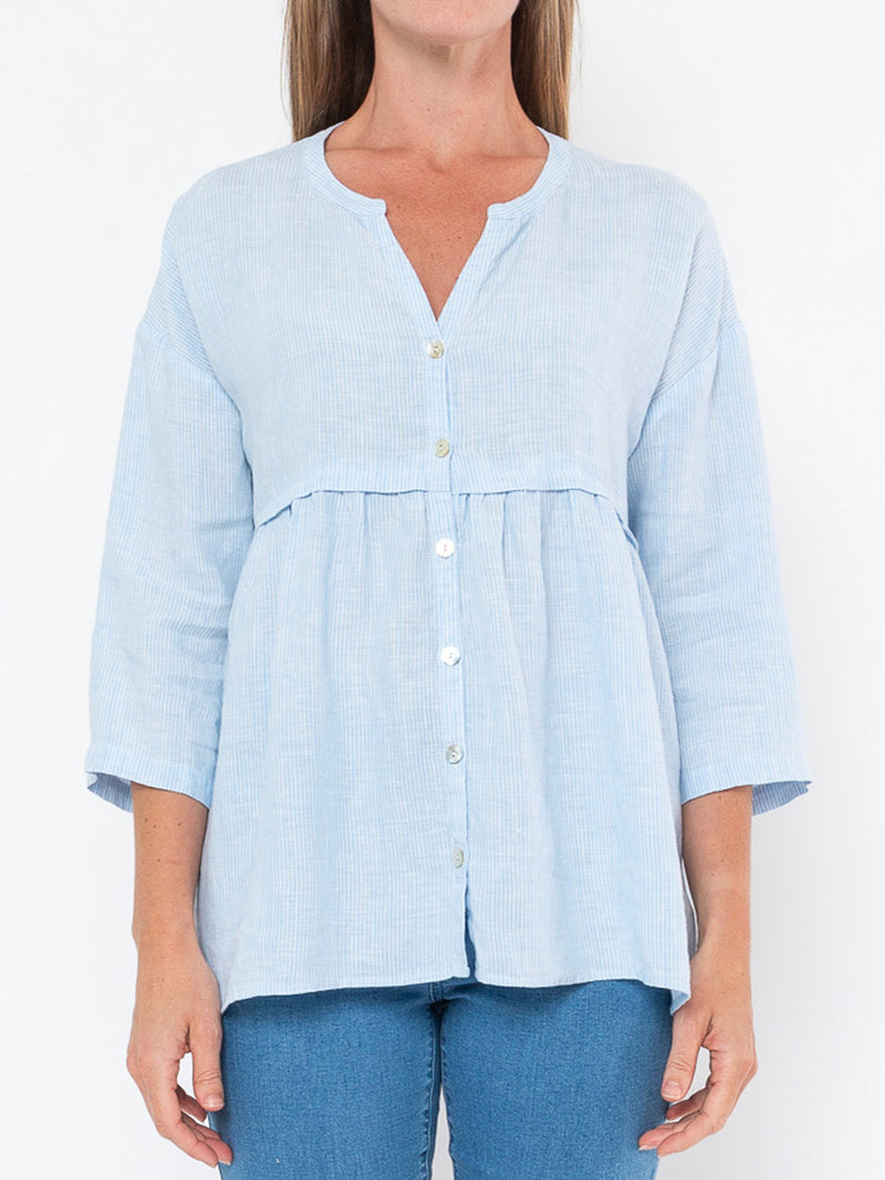 JUMP STRIPE GATHER TOP