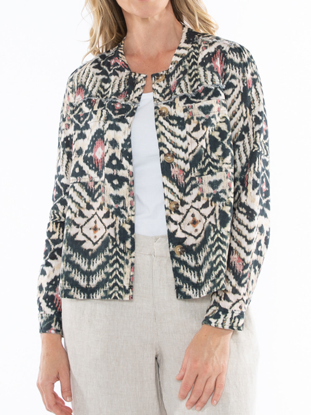 Tribal print embroidered jacket sales