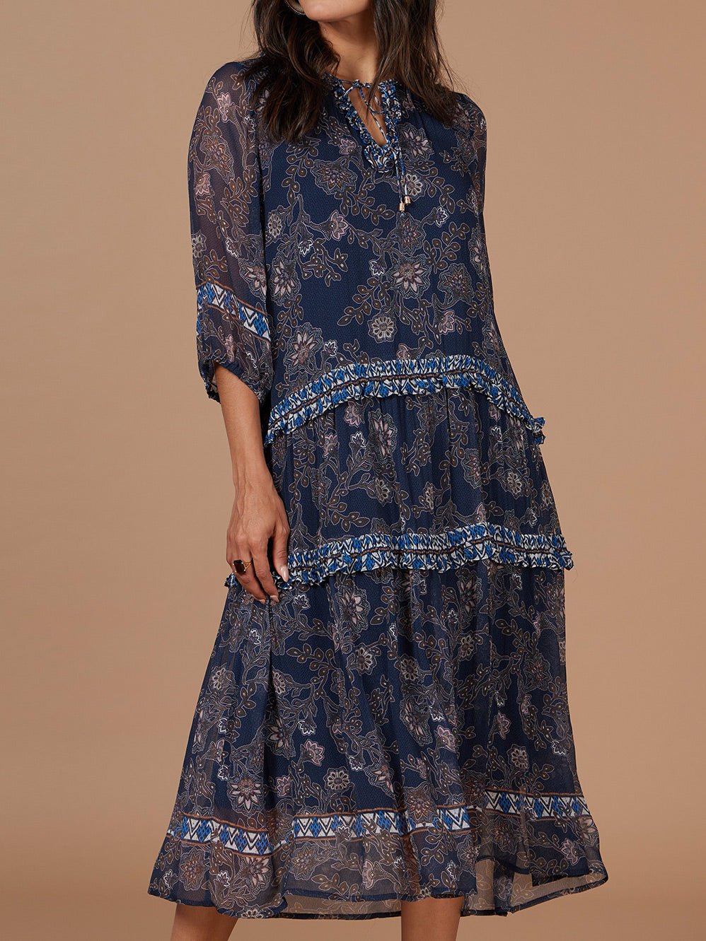 LOOBIE'S STORY WOOD CRAFT MIDI DRESS