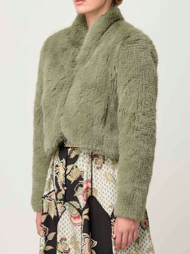 ONCE WAS REINA FAUX FUR JACKET