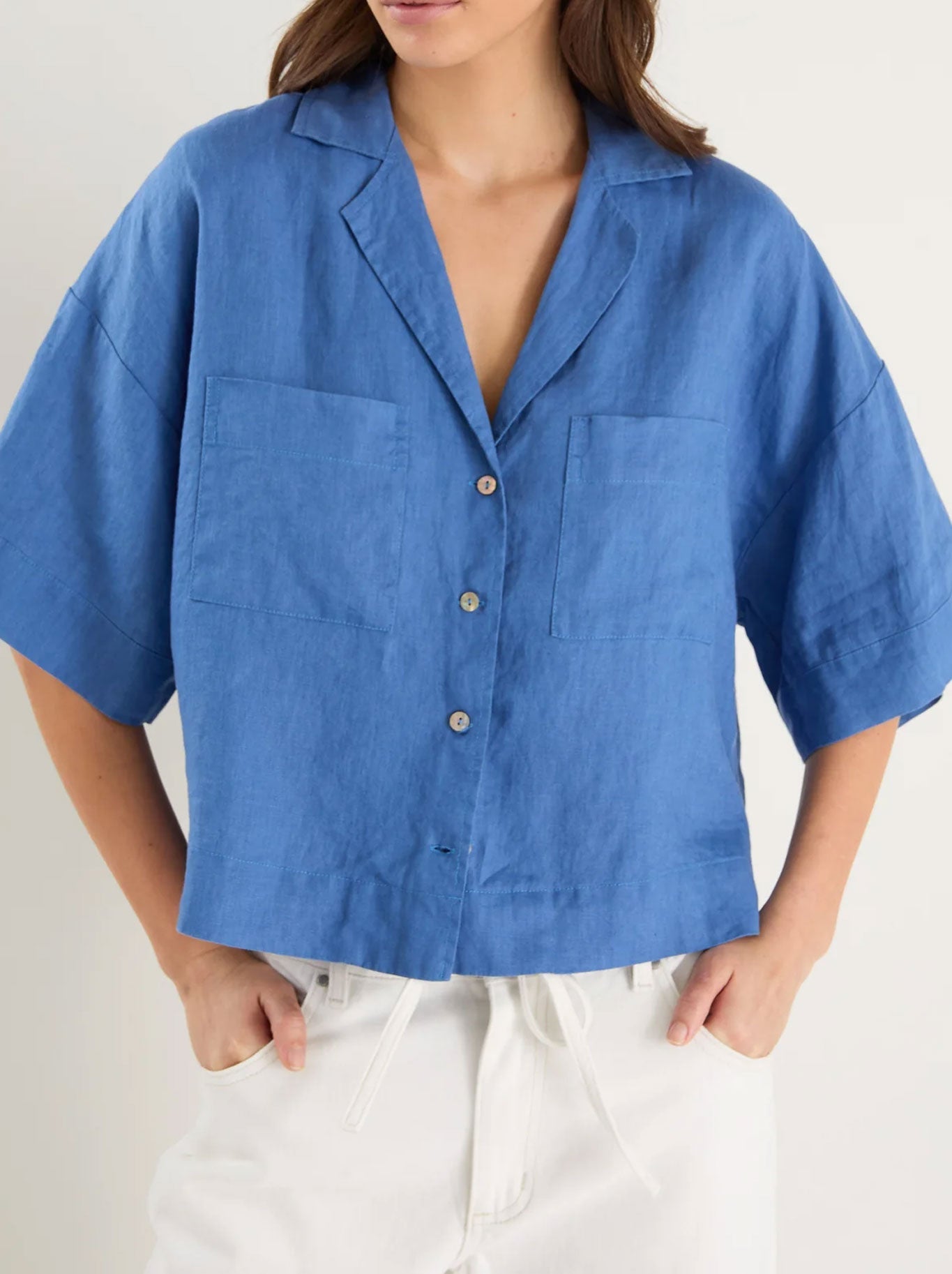 RE:UNION THE LABEL MEANDER LINEN BOXY SS SHIRT