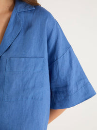 RE:UNION THE LABEL MEANDER LINEN BOXY SS SHIRT