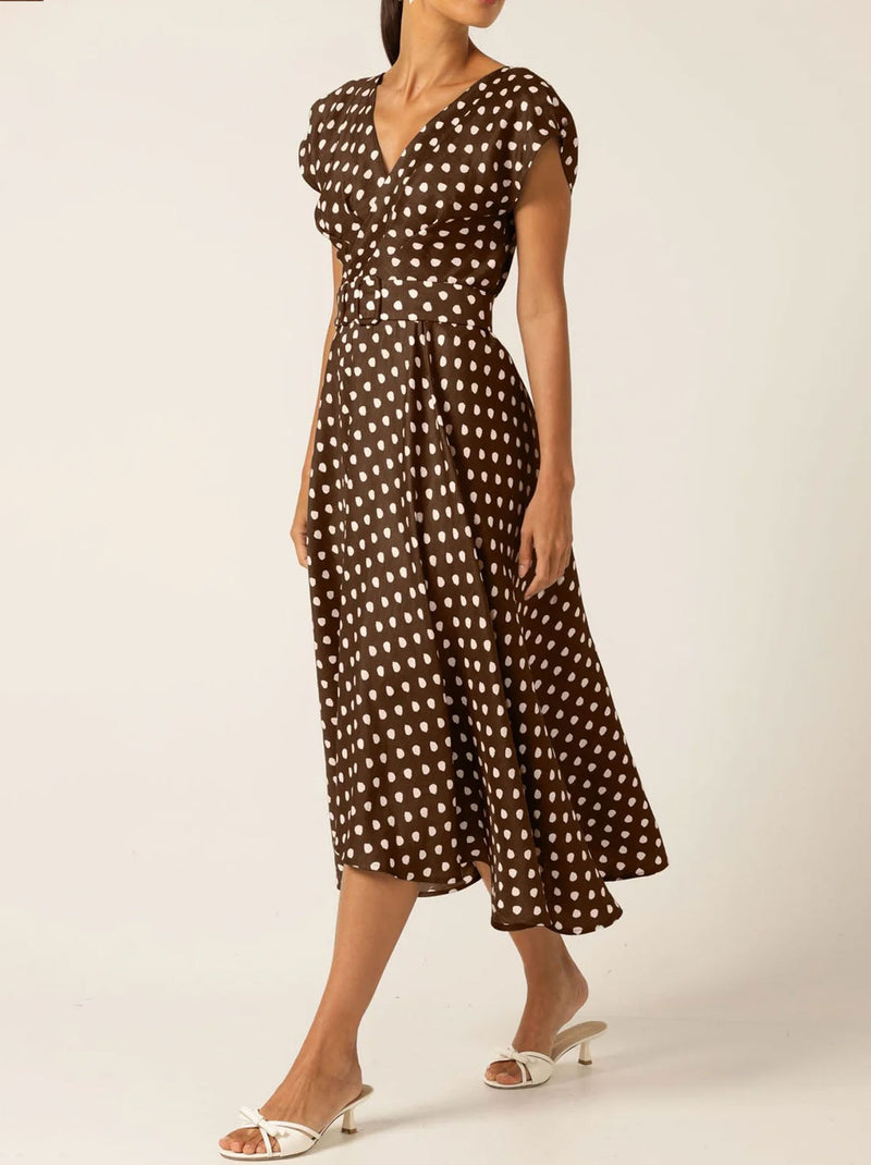 SACHA DRAKE DOTTI WRAP MIDI DRESS