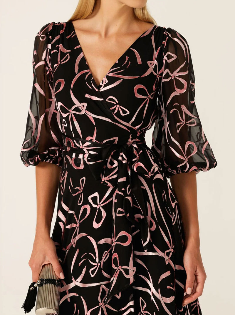 SACHA DRAKE FLORENCE WRAP MIDI DRESS