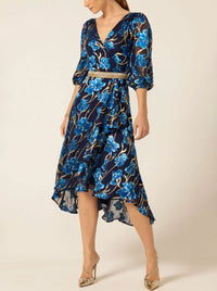 SACHA DRAKE LINNEE WRAP MIDI DRESS