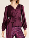 SACHA DRAKE SATIN FAUX WRAP TOP
