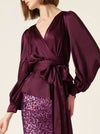 SACHA DRAKE SATIN FAUX WRAP TOP
