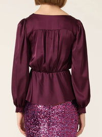 SACHA DRAKE SATIN FAUX WRAP TOP