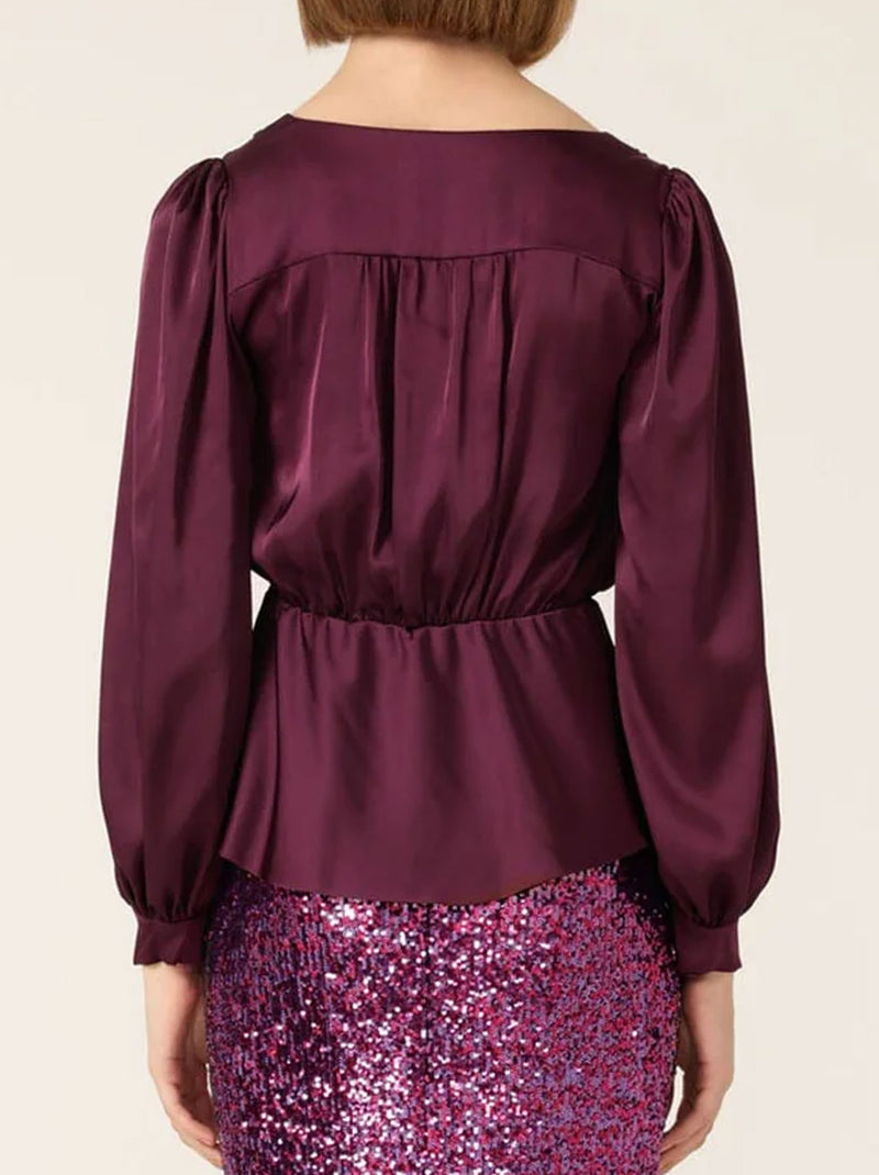 SACHA DRAKE SATIN FAUX WRAP TOP