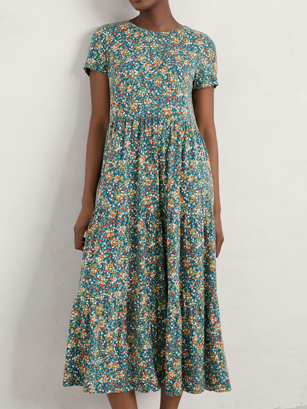 SEASALT SHORT SLEEVE LINE STROKES DRESS