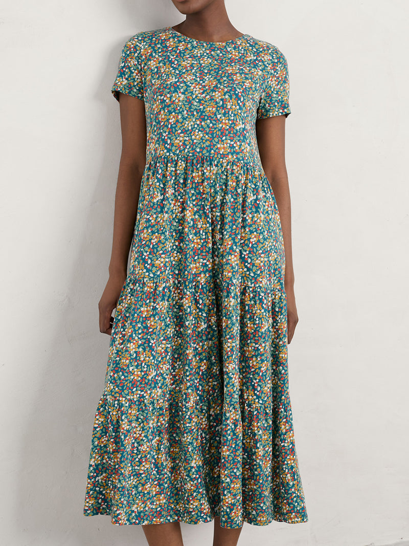SEASALT SHORT SLEEVE LINE STROKES DRESS