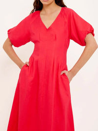 STAPLE THE LABEL VALENTINA V-NECK MIDI DRESS