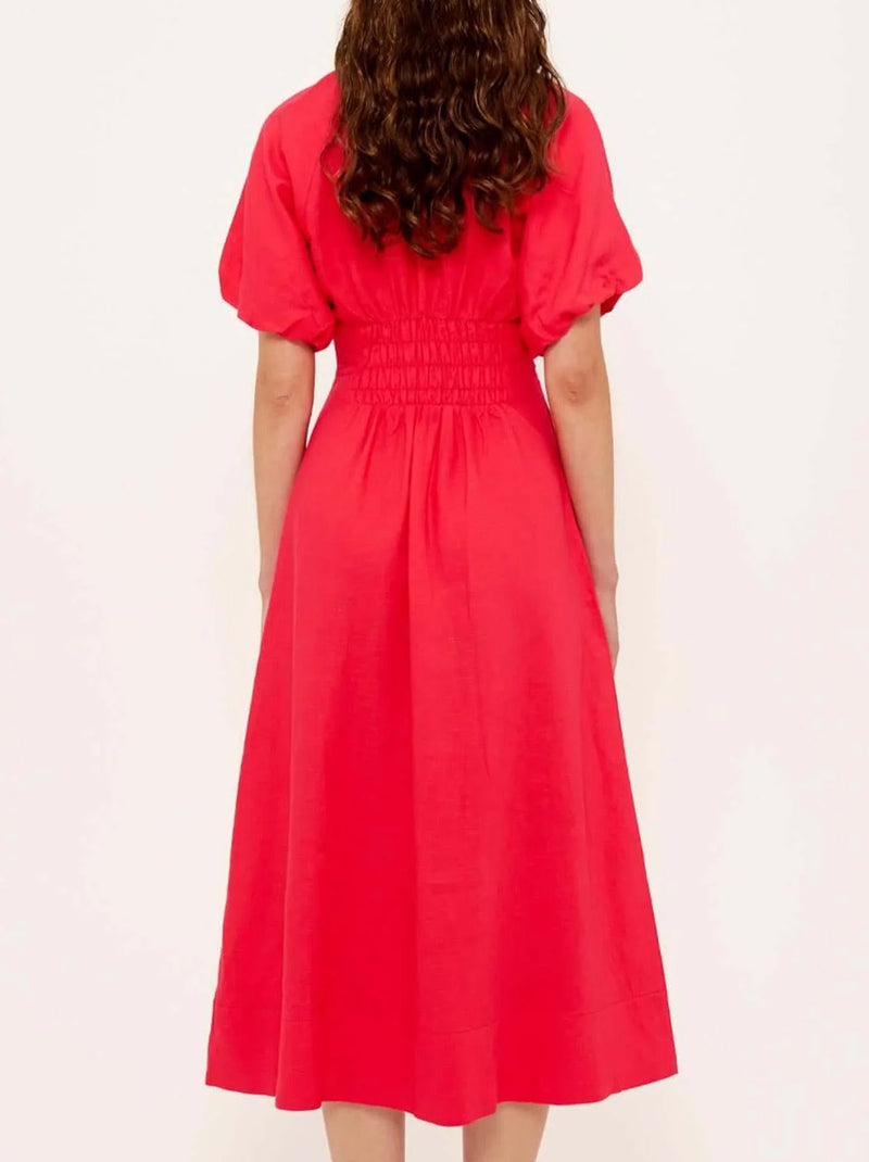 STAPLE THE LABEL VALENTINA V-NECK MIDI DRESS