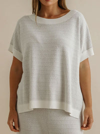 TALAMAYA CREPE KNITTED TEE PULLOVER