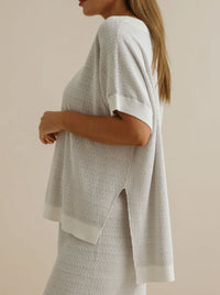 TALAMAYA CREPE KNITTED TEE PULLOVER