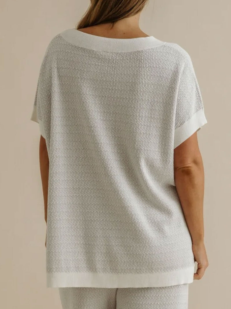 TALAMAYA CREPE KNITTED TEE PULLOVER