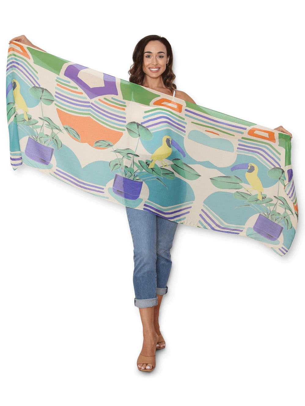 THE ARTISTS LABEL TOUCAN & PLANT SCARF
