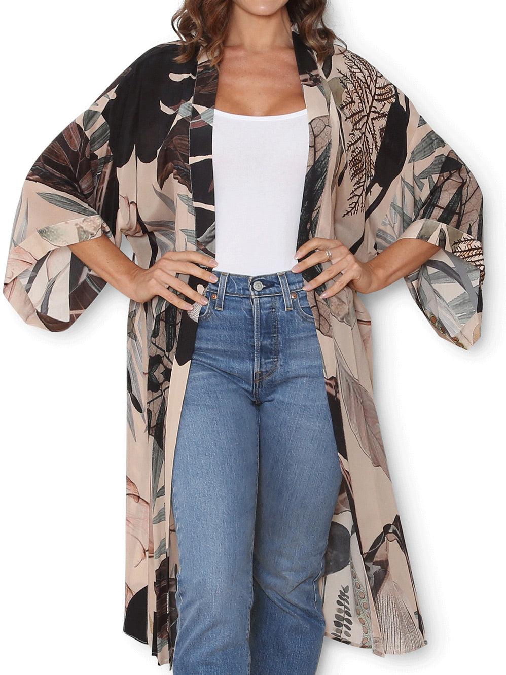 THE ARTISTS LABEL RADIO GARDEN LONG SILK KIMONO