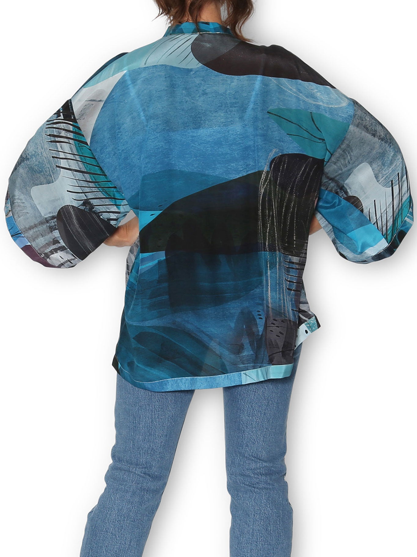 THE ARTISTS LABEL SKETCHBOOK COLLAGE SILK KIMONO