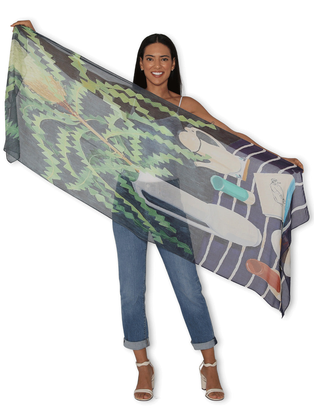 THE ARTISTS LABEL BANKSIA SPECIOSA ON INKY BLACK SCARF