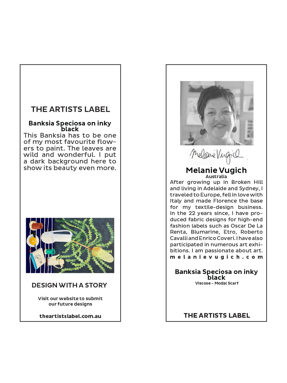 THE ARTISTS LABEL BANKSIA SPECIOSA ON INKY BLACK SCARF