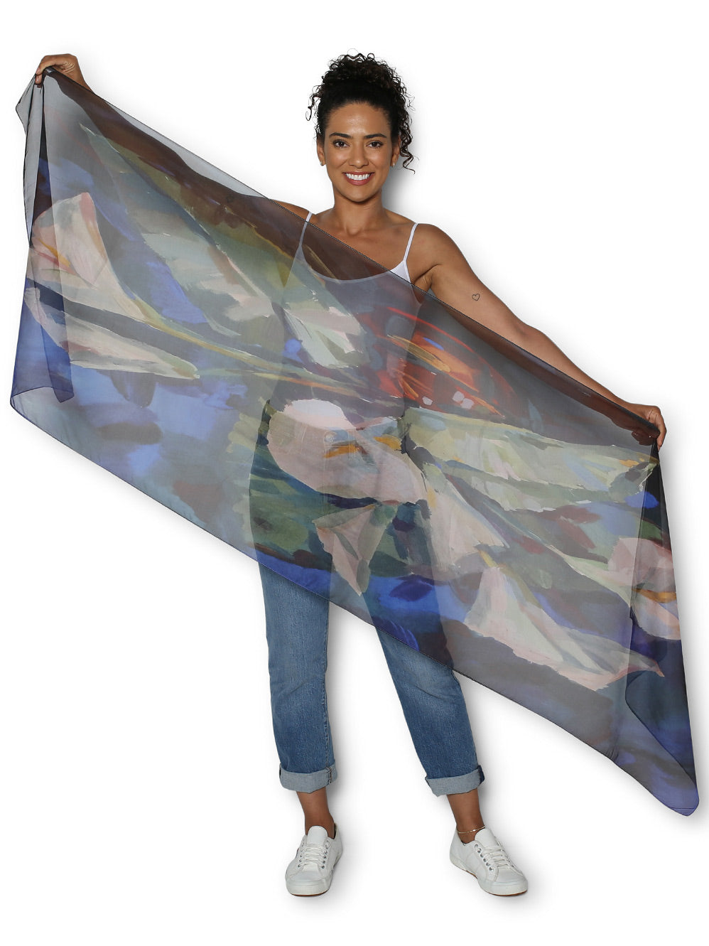 THE ARTISTS LABEL CALLA LILIES SILK SCARF