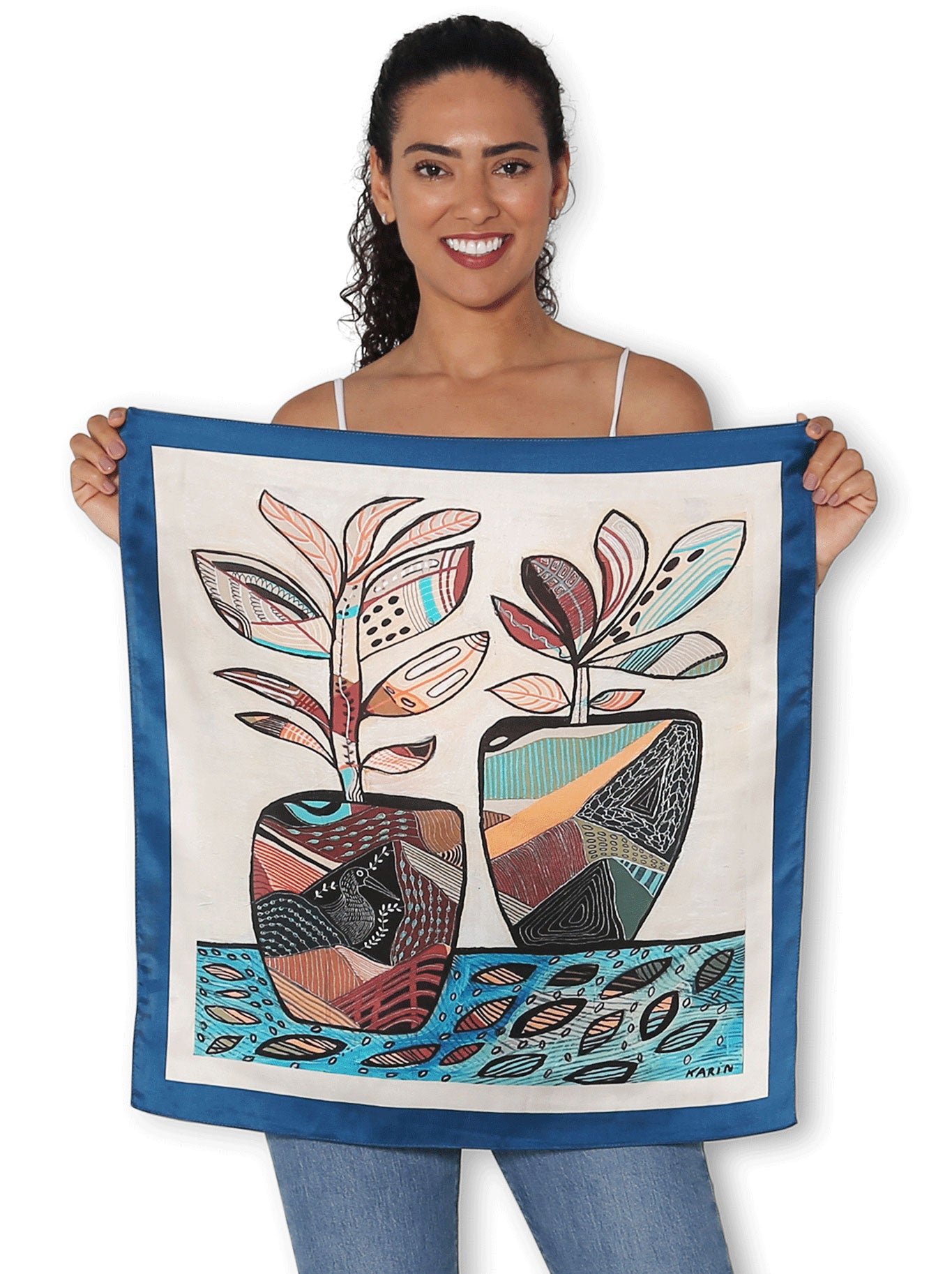 THE ARTISTS LABEL POTTED PLANTS SILK SQUARE