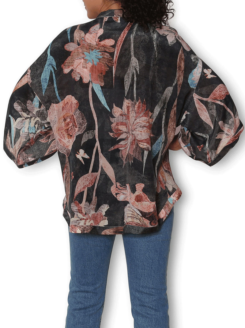 THE ARTISTS LABEL PUZZLE BLOOM SILK KIMONO