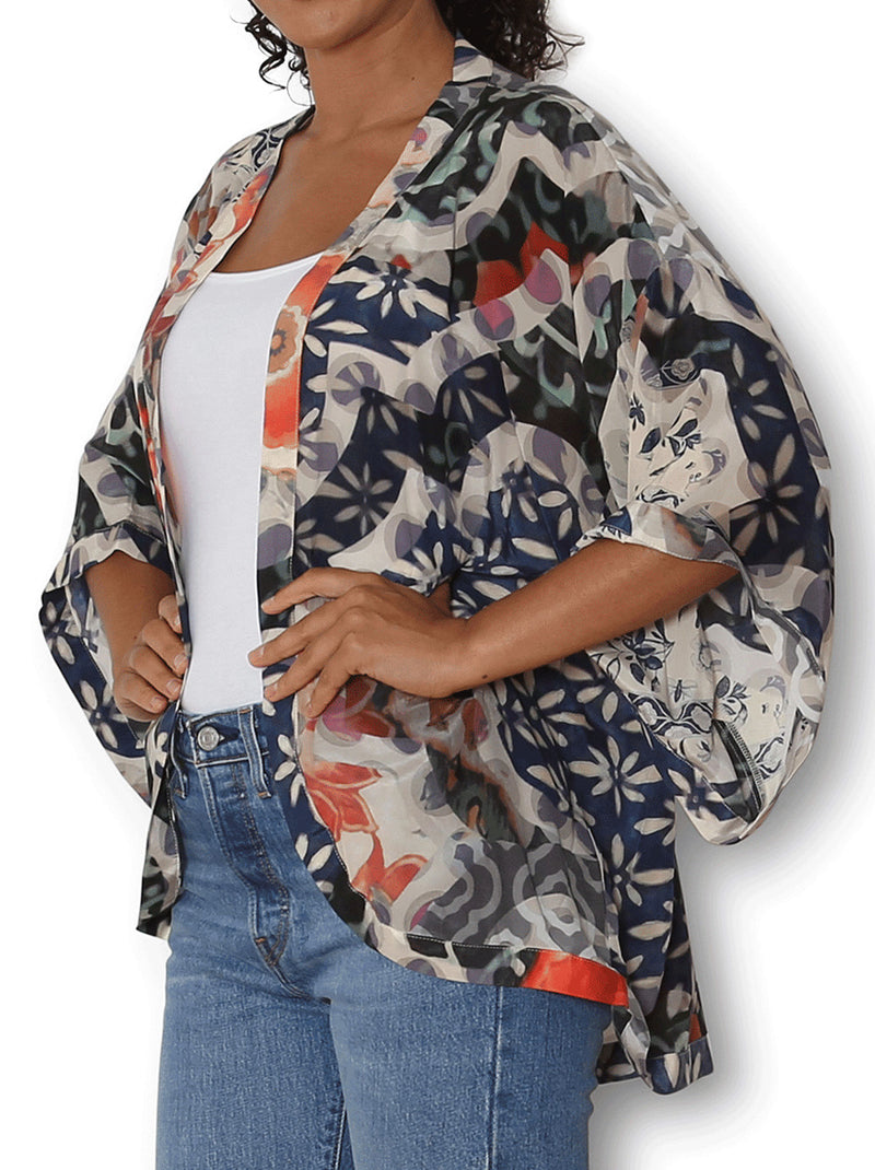 THE ARTISTS LABEL ORIENTAL PATCHWORK SILK KIMONO