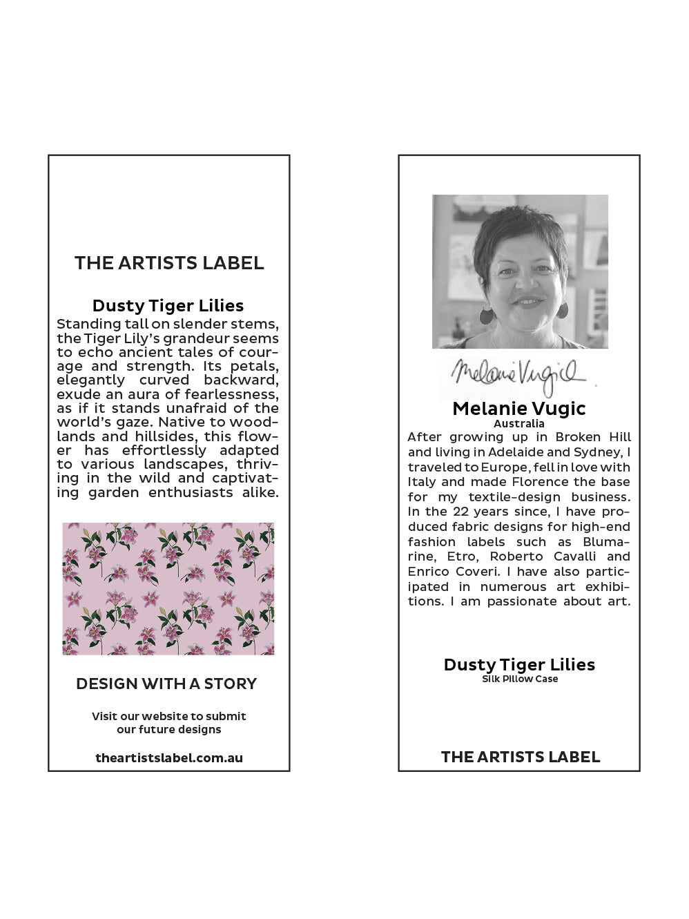 THE ARTISTS LABEL DUSTY TIGER LILIES SILK PILLOW CASE