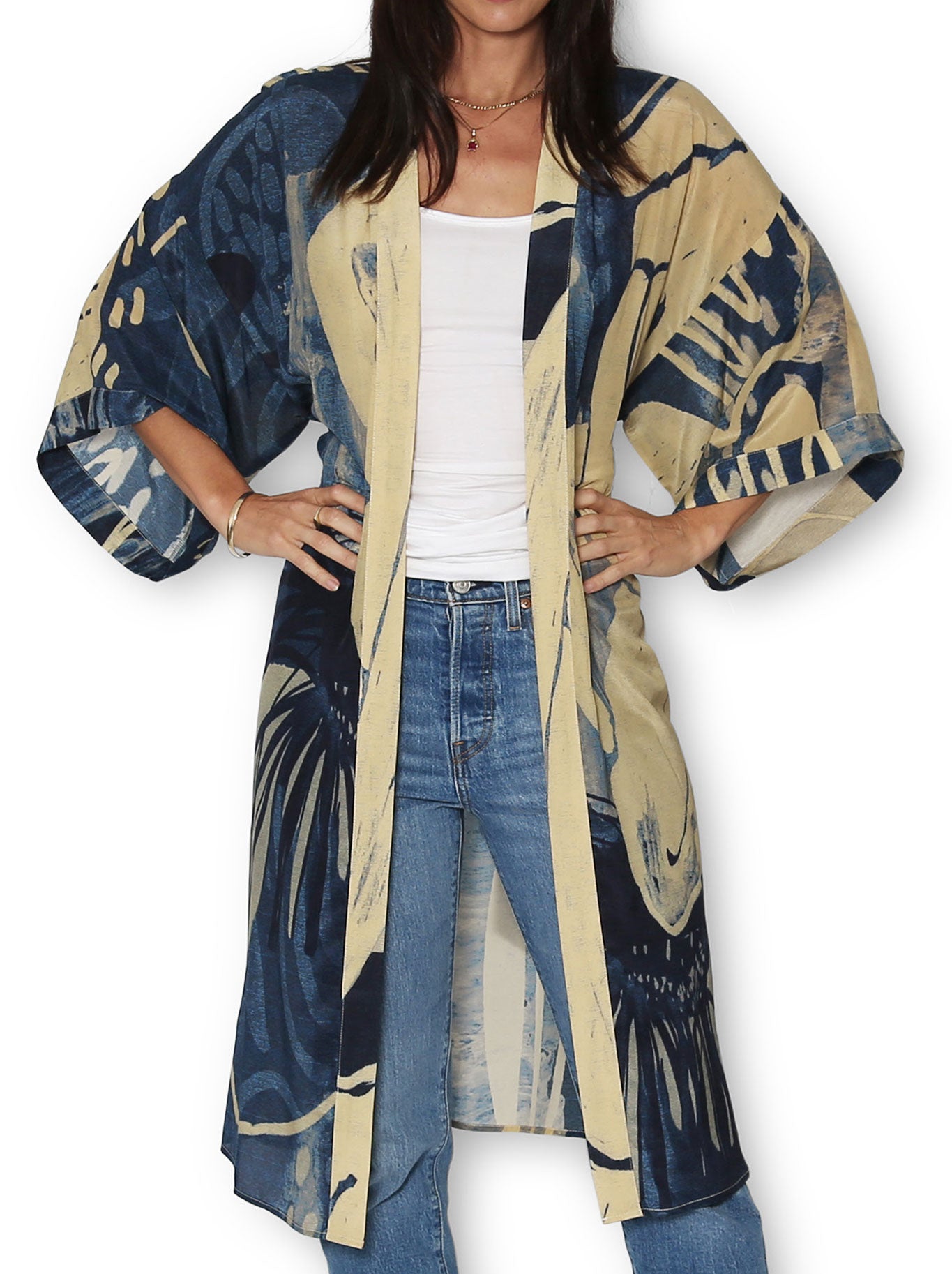 THE ARTISTS LABEL EVENING IN PORTUGAL LONG SILK KIMONO
