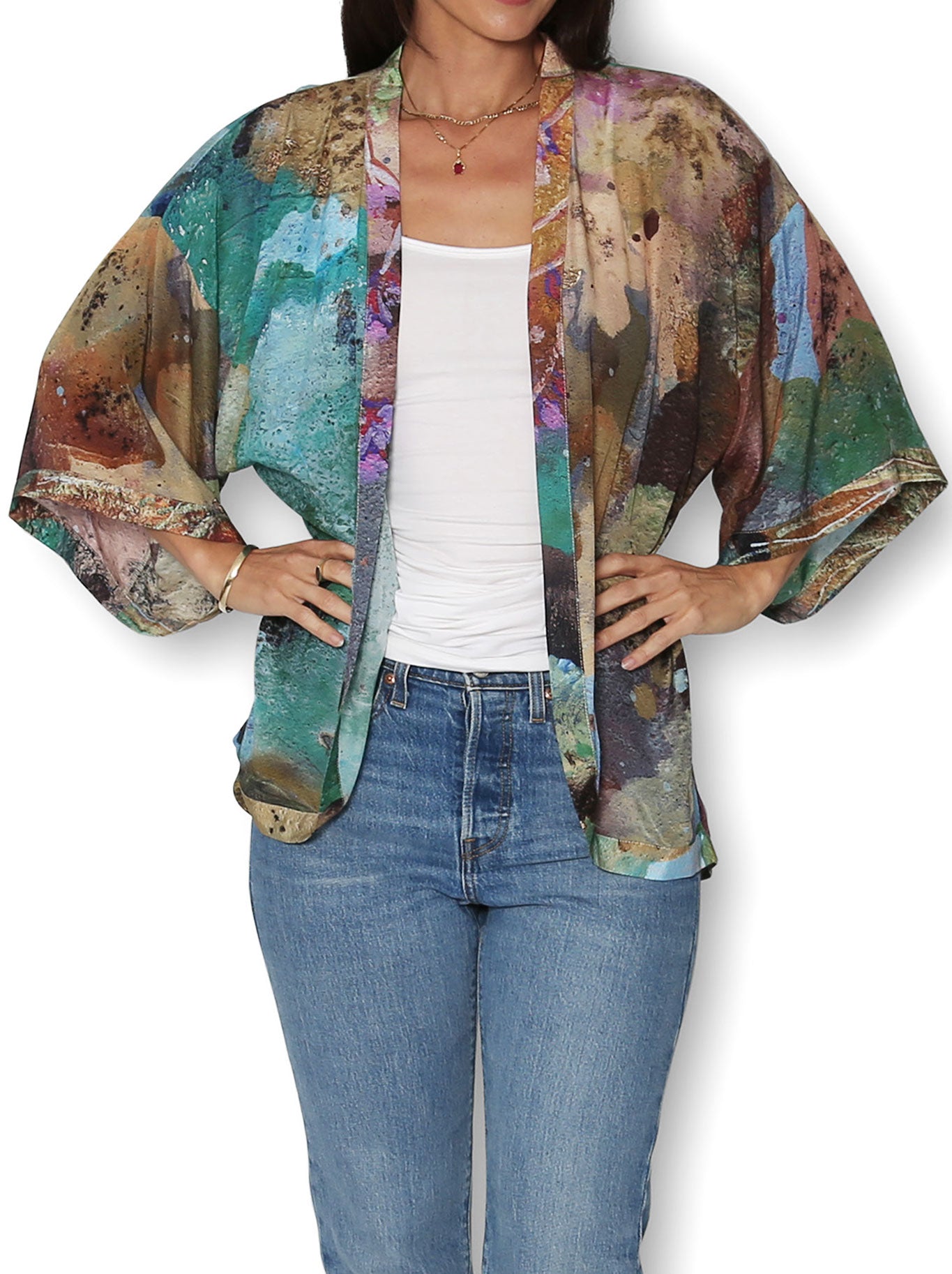 THE ARTISTS LABEL COASTAL WHISPERS SILK KIMONO