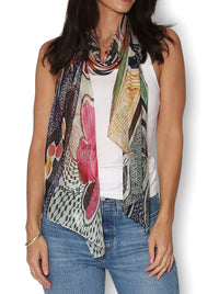 THE ARTISTS LABEL SUNSHINE AND NATIVES SILK SCARF
