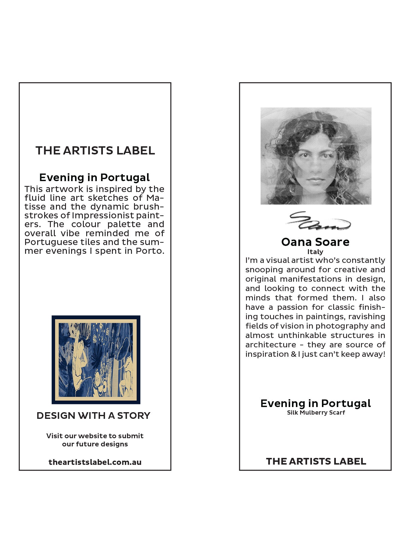 THE ARTISTS LABEL EVENING IN PORTUGAL SILK SQUARE SCARF
