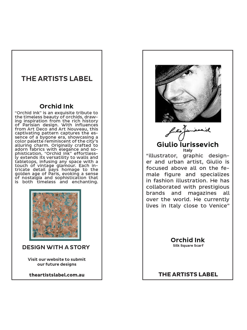 THE ARTISTS LABEL ORCHID INK SILK SQUARE SCARF