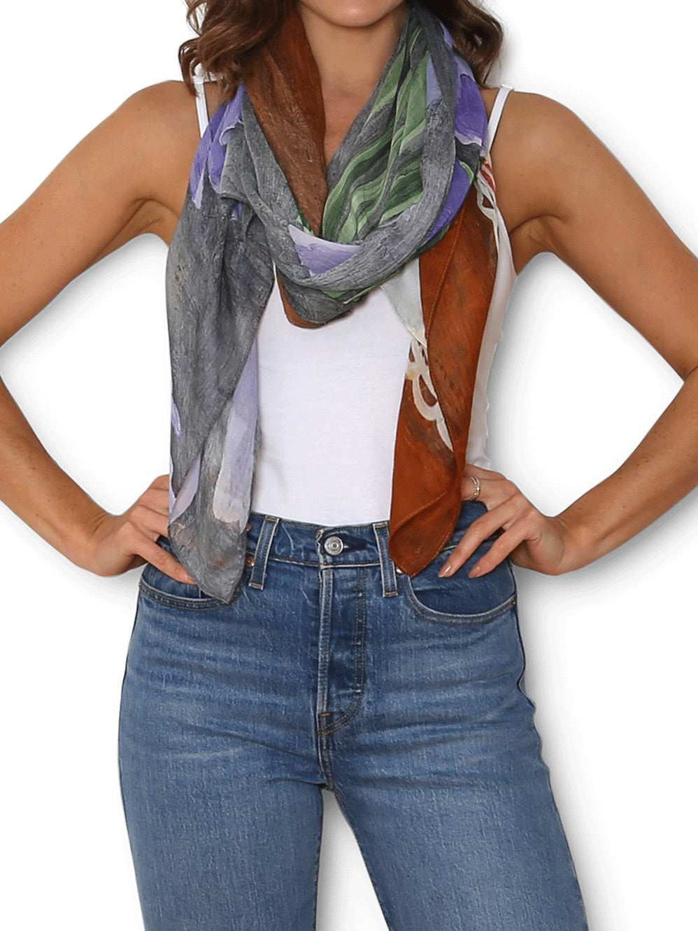 THE ARTISTS LABEL PURPLE IRISES SCARF