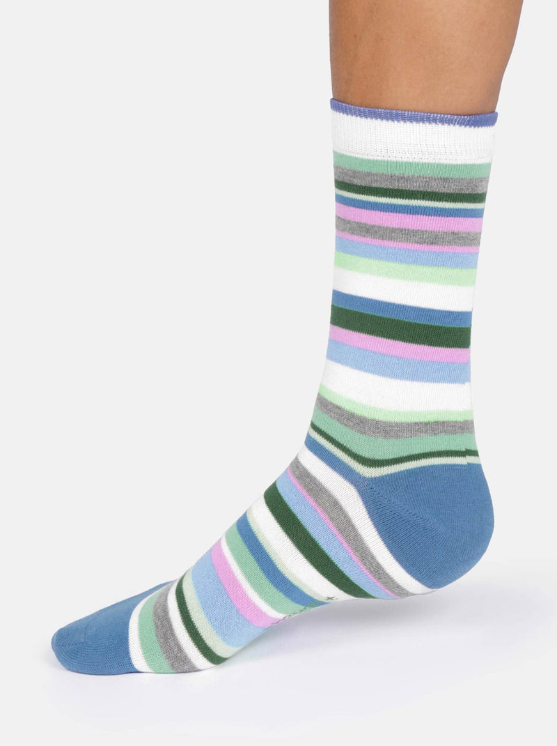 THOUGHT COLOURFUL STRIPE BAMBOO CREW SOCKS