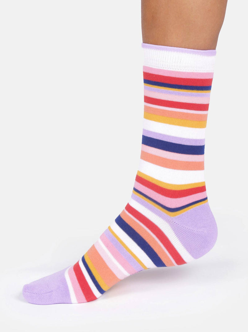 THOUGHT COLOURFUL STRIPE BAMBOO CREW SOCKS