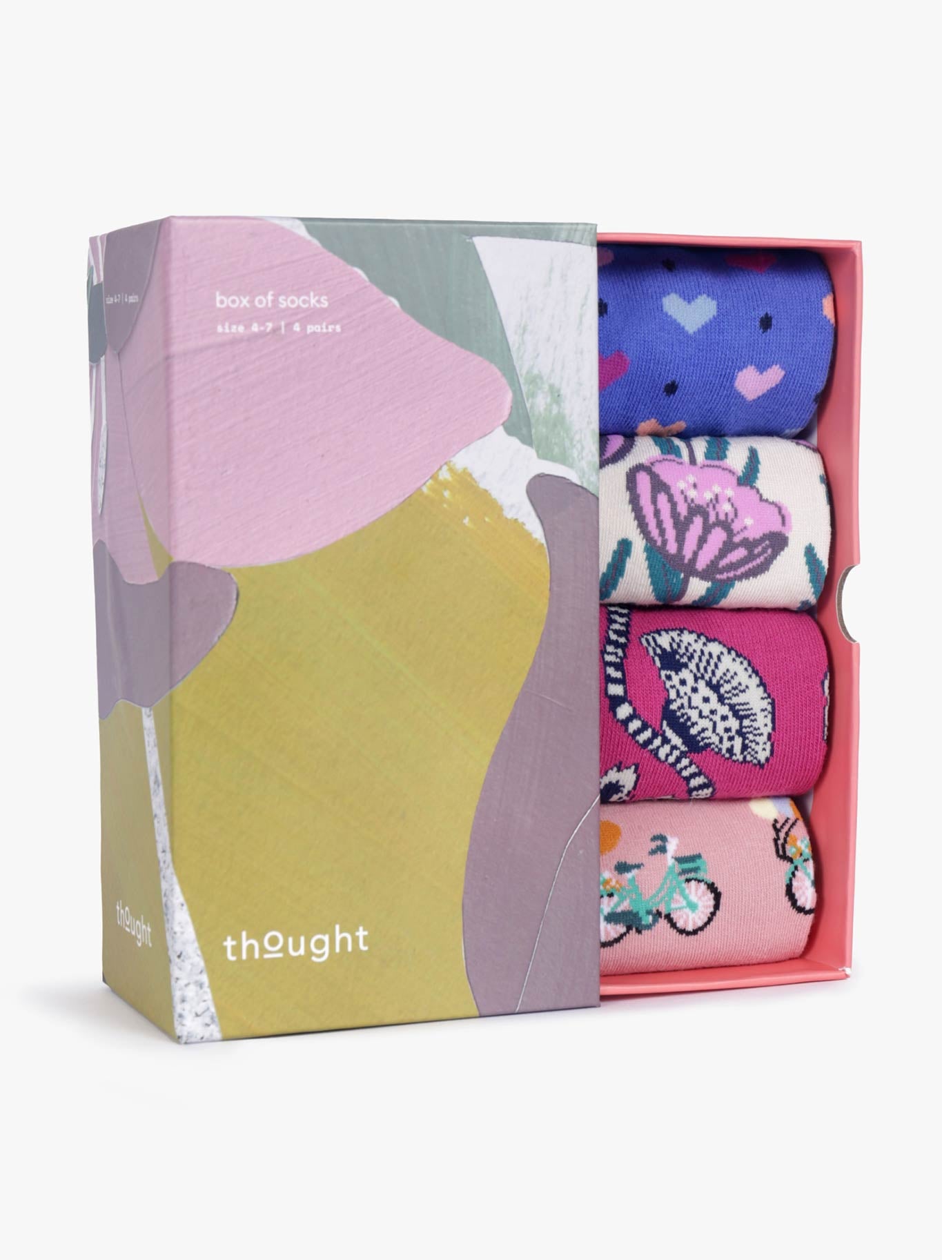 THOUGHT 4 PACK HAPPY THINGS BOX OF ORGANIC COTTON SOCKS