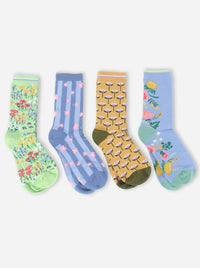 THOUGHT 4 PACK FLORAL BOX OF ORGANIC COTTON SOCKS