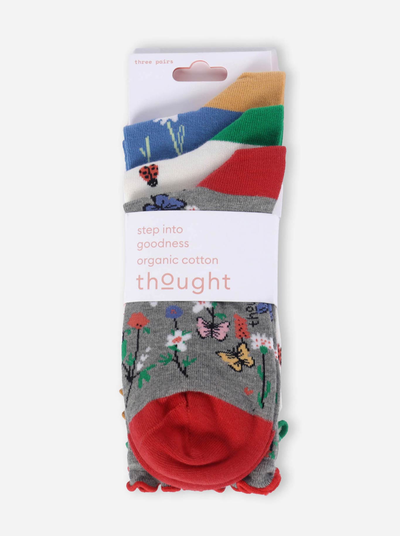 THOUGHT 3 PACK SPRINGS BLOOMING ORGANIC COTTON SOCKS