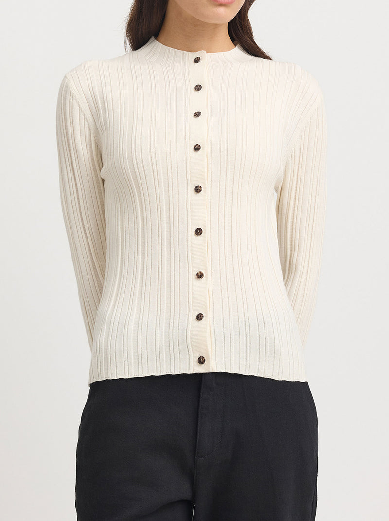 TOORALLIE VARIEGATED RIB CARDI