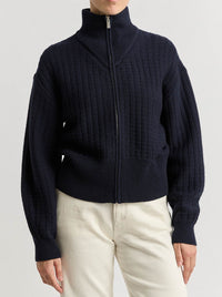 TOORALLIE GRID KNIT ZIP THROUGH