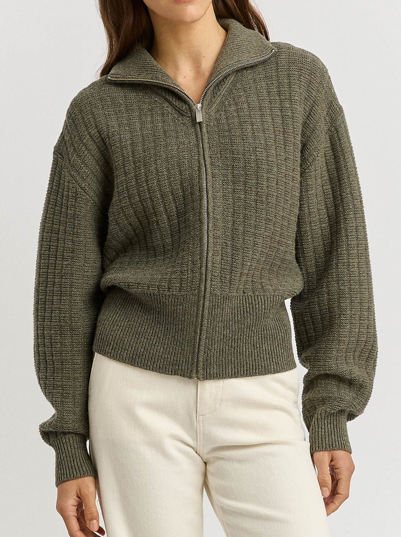 TOORALLIE GRID KNIT ZIP THROUGH